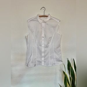 Hugo Boss Bashiva Sleeveless Poplin Shirt in white